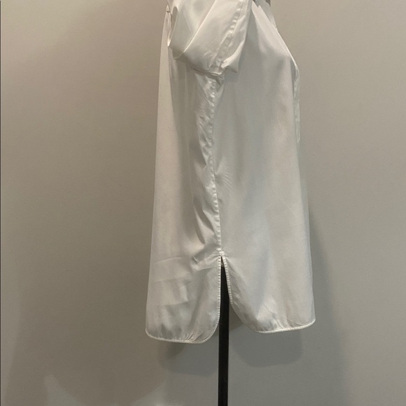 Lafayette 148 New York White Long Cotton Blouse Split Sides Size large - Picture 3 of 16